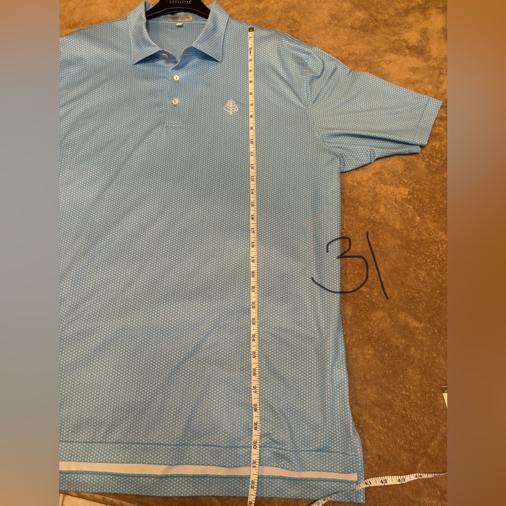 Peter Millar Light Blue Patterned Polo Shirt Size… - image 5